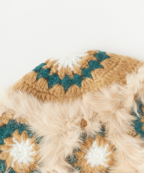 ROOPTOKYO（ループトウキョウ）の「ファー 花柄バケットハット（ハット・レディース・ホワイト系2/ホワイト系/ホワイト系5/ホワイト系3/ピンク系/ホワイト系4・FREE）」の7枚目の写真