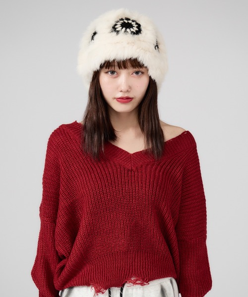 ROOPTOKYO（ループトウキョウ）の「ファー 花柄バケットハット（ハット・レディース・ホワイト系2/ホワイト系/ホワイト系5/ホワイト系3/ピンク系/ホワイト系4・FREE）」の11枚目の写真