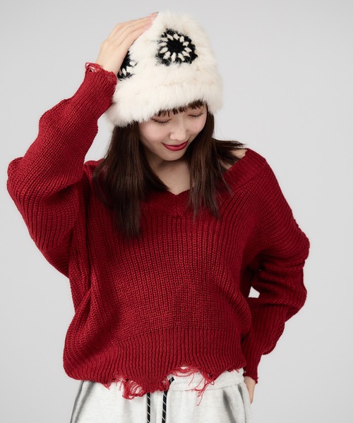 ROOPTOKYO（ループトウキョウ）の「ファー 花柄バケットハット（ハット・レディース・ホワイト系2/ホワイト系/ホワイト系5/ホワイト系3/ピンク系/ホワイト系4・FREE）」の14枚目の写真