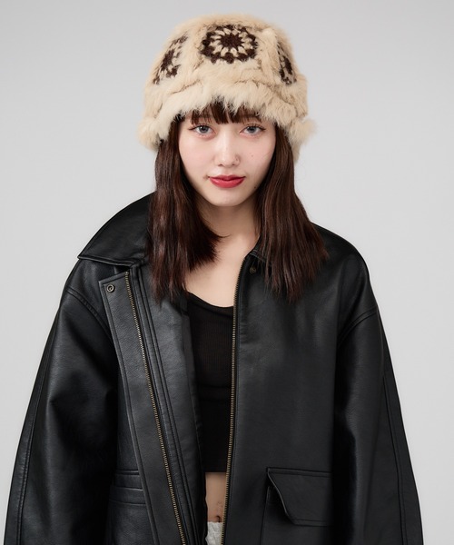 ROOPTOKYO（ループトウキョウ）の「ファー 花柄バケットハット（ハット・レディース・ホワイト系2/ホワイト系/ホワイト系5/ホワイト系3/ピンク系/ホワイト系4・FREE）」の21枚目の写真