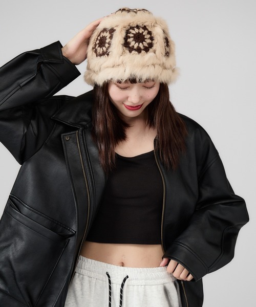 ROOPTOKYO（ループトウキョウ）の「ファー 花柄バケットハット（ハット・レディース・ホワイト系2/ホワイト系/ホワイト系5/ホワイト系3/ピンク系/ホワイト系4・FREE）」の22枚目の写真