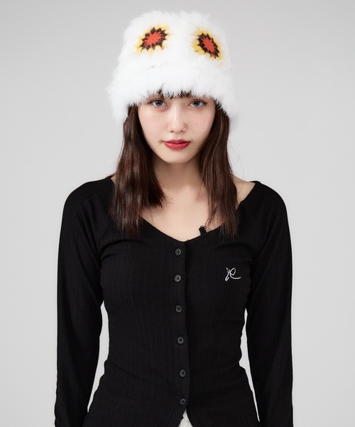 ROOPTOKYO（ループトウキョウ）の「ファー 花柄バケットハット（ハット・レディース・ホワイト系2/ホワイト系/ホワイト系5/ホワイト系3/ピンク系/ホワイト系4・FREE）」の10枚目の写真