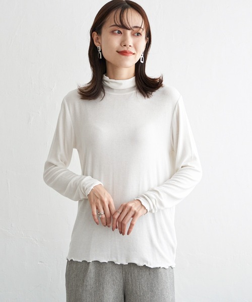 ikka(イッカ)の「ハイネックテレコ長袖プルオーバー(Tシャツ/カットソー・レディース・オフホワイト/グレー/シルバー/ブラック・S/M/L)」の19枚目の写真