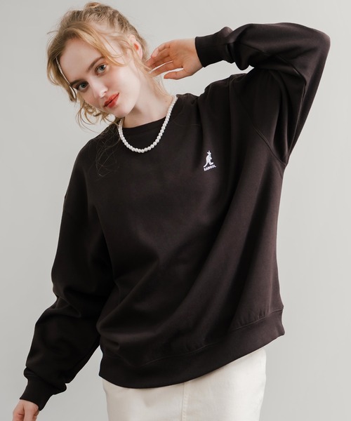 KANGOL（カンゴール）の「新色追加 KANGOL カンゴール 別注コラボ オーバーサイズ裏起毛ワンポイントロゴ刺繍スウェット（スウェット・メンズ・ベージュ/チャコール/ネイビー/グリーン/ピンク/レッド/グレー系1/ホワイト/ブルー/杢グレー/グレー系/ブラック/アイボリー/ホワイト系/ブラウン/ライトグレー・M/L/XL）」の10枚目の写真