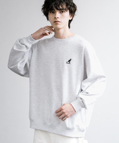 KANGOL（カンゴール）の「新色追加 KANGOL カンゴール 別注コラボ オーバーサイズ裏起毛ワンポイントロゴ刺繍スウェット（スウェット・メンズ・ベージュ/チャコール/ネイビー/グリーン/ピンク/レッド/グレー系1/ホワイト/ブルー/杢グレー/グレー系/ブラック/アイボリー/ホワイト系/ブラウン/ライトグレー・M/L/XL）」の5枚目の写真