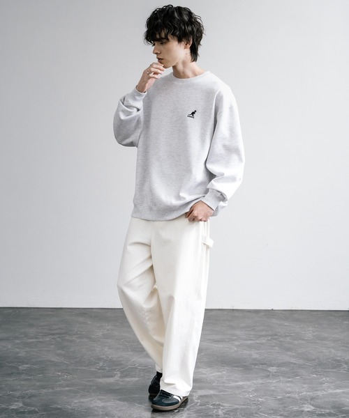 KANGOL（カンゴール）の「新色追加 KANGOL カンゴール 別注コラボ オーバーサイズ裏起毛ワンポイントロゴ刺繍スウェット（スウェット・メンズ・ベージュ/チャコール/ネイビー/グリーン/ピンク/レッド/グレー系1/ホワイト/ブルー/杢グレー/グレー系/ブラック/アイボリー/ホワイト系/ブラウン/ライトグレー・M/L/XL）」の19枚目の写真