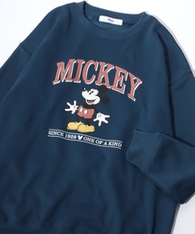 Disney/ディズニー ミッキー 裏起毛シャギーボア カレッジ オーバーサイズ スウェット レディース トレーナー