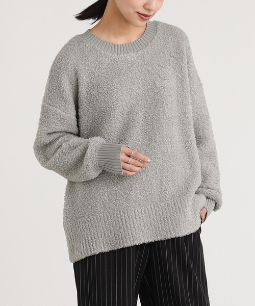 n'OrLABEL（ノアールレーベル）の「【機能素材】『配色ブークレニットプルオーバー』（ニット/セーター・レディース・ブルー/アイボリー/ボルドー/ライトグレー/チャコール・FREE）」の3枚目の写真