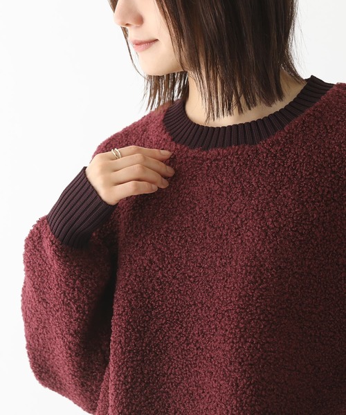 n'OrLABEL（ノアールレーベル）の「【機能素材】『配色ブークレニットプルオーバー』（ニット/セーター・レディース・ブルー/アイボリー/ボルドー/ライトグレー/チャコール・FREE）」の5枚目の写真