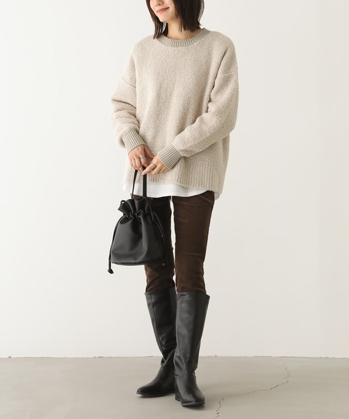 n'OrLABEL（ノアールレーベル）の「【機能素材】『配色ブークレニットプルオーバー』（ニット/セーター・レディース・ブルー/アイボリー/ボルドー/ライトグレー/チャコール・FREE）」の16枚目の写真