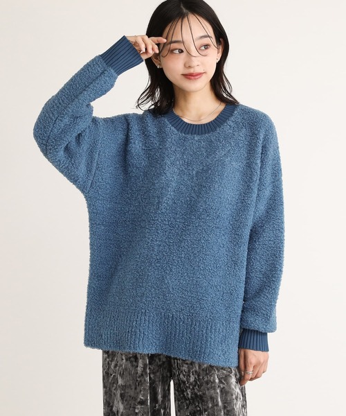 n'OrLABEL（ノアールレーベル）の「【機能素材】『配色ブークレニットプルオーバー』（ニット/セーター・レディース・ブルー/アイボリー/ボルドー/ライトグレー/チャコール・FREE）」の6枚目の写真