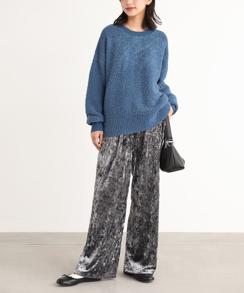 n'OrLABEL（ノアールレーベル）の「【機能素材】『配色ブークレニットプルオーバー』（ニット/セーター・レディース・ブルー/アイボリー/ボルドー/ライトグレー/チャコール・FREE）」の8枚目の写真