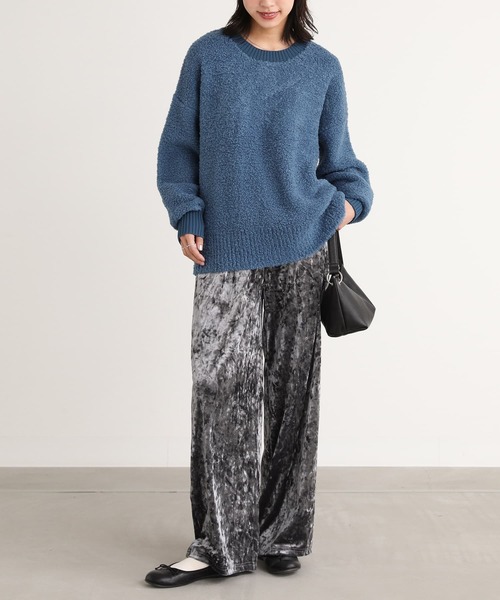 n'OrLABEL（ノアールレーベル）の「【機能素材】『配色ブークレニットプルオーバー』（ニット/セーター・レディース・ブルー/アイボリー/ボルドー/ライトグレー/チャコール・FREE）」の9枚目の写真