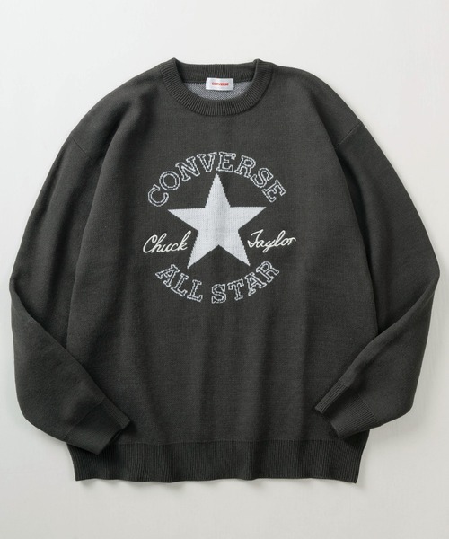 CONVERSE(コンバース)の「【0】【CONVERSE/コンバース】ブランドロゴ マルチグラフィック ジャガード織デザイン クルーネック長袖ニット/ ビッグシルエット/セーター(ニット/セーター・メンズ・チャコールグレー/ブラック/スミクロ/グレイッシュベージュ/アイボリー/サックスブルー/クリーム/ブラック系その他・XL/L/M)」の5枚目の写真