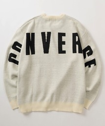 【0】【CONVERSE/コンバース】ブランドロゴ マルチグラフィック ジャガード織デザイン クルーネック長袖ニット/ ビッグシルエット/セーター