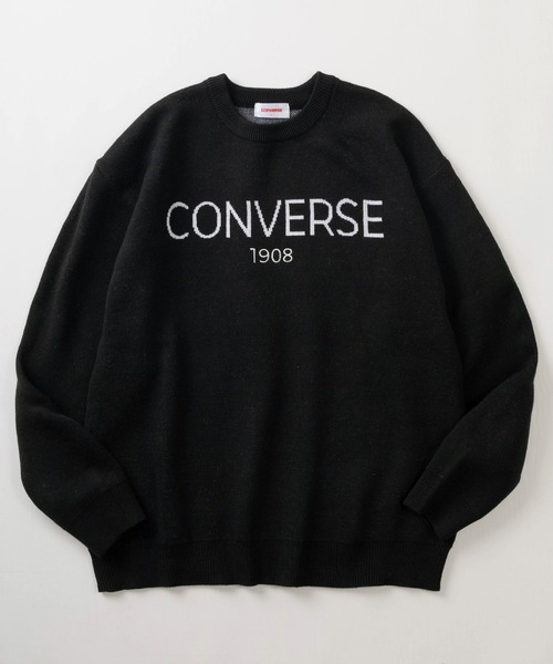 CONVERSE(コンバース)の「【0】【CONVERSE/コンバース】ブランドロゴ マルチグラフィック ジャガード織デザイン クルーネック長袖ニット/ ビッグシルエット/セーター(ニット/セーター・メンズ・チャコールグレー/ブラック/スミクロ/グレイッシュベージュ/アイボリー/サックスブルー/クリーム/ブラック系その他・XL/L/M)」の3枚目の写真