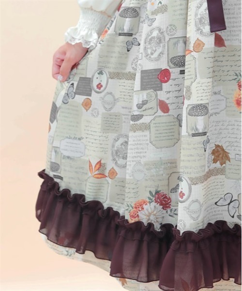 axes femme POETIQUE(アクシーズファムポエティック)の「コラージュプリントフリルスカート(スカート・レディース・ネイビー/ラベンダー/ブラウン・MEDIUM)」の6枚目の写真