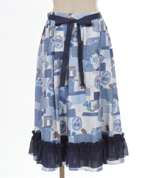 axes femme POETIQUE(アクシーズファムポエティック)の「コラージュプリントフリルスカート(スカート・レディース・ネイビー/ラベンダー/ブラウン・MEDIUM)」の9枚目の写真