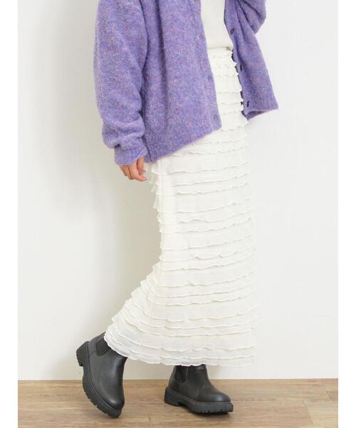 Samansa Mos2(サマンサ モスモス)の「シャーリングフリルナロースカート(スカート・レディース・ブラウン/ブラック/オフホワイト・F)」の7枚目の写真