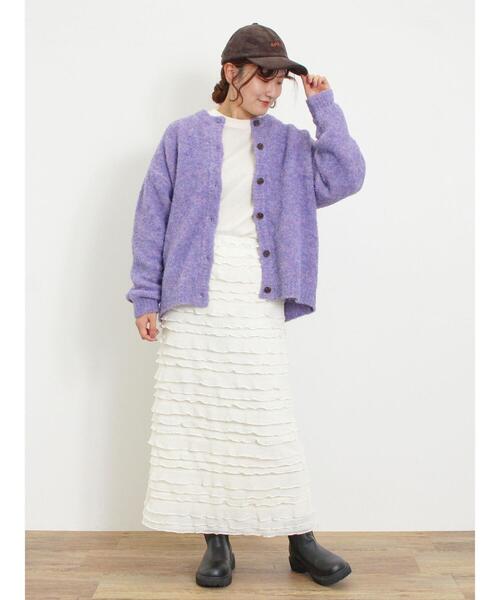 Samansa Mos2(サマンサ モスモス)の「シャーリングフリルナロースカート(スカート・レディース・ブラウン/ブラック/オフホワイト・F)」の10枚目の写真