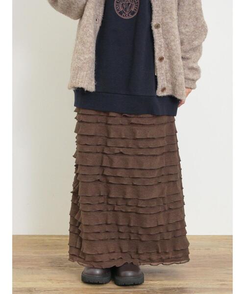 Samansa Mos2(サマンサ モスモス)の「シャーリングフリルナロースカート(スカート・レディース・ブラウン/ブラック/オフホワイト・F)」の17枚目の写真