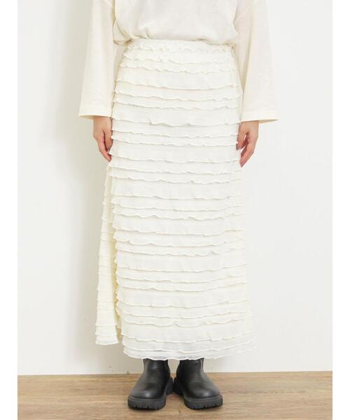 Samansa Mos2(サマンサ モスモス)の「シャーリングフリルナロースカート(スカート・レディース・ブラウン/ブラック/オフホワイト・F)」の20枚目の写真