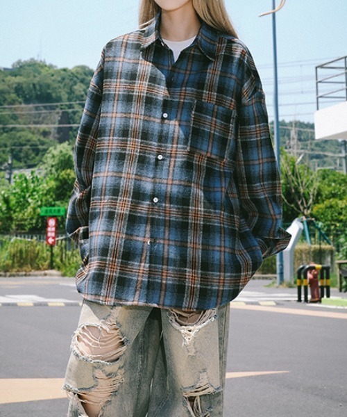 MGV（エムジーヴィー）の「チェック柄フランネルシャツ（シャツ/ブラウス・メンズ・ブラウン/ブルー/グリーン・MEDIUM/X-LARGE/LARGE）」の3枚目の写真