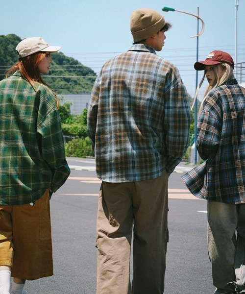 MGV（エムジーヴィー）の「チェック柄フランネルシャツ（シャツ/ブラウス・メンズ・ブラウン/ブルー/グリーン・MEDIUM/X-LARGE/LARGE）」の6枚目の写真