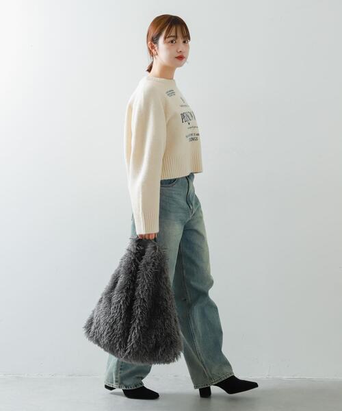 SENSE OF PLACE by URBAN RESEARCH（センスオブプレイスバイアーバンリサーチ）の「ボアトートバッグ（トートバッグ・レディース・アイボリー/グレー・ONE）」の5枚目の写真