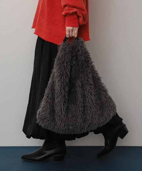 SENSE OF PLACE by URBAN RESEARCH（センスオブプレイスバイアーバンリサーチ）の「ボアトートバッグ（トートバッグ・レディース・アイボリー/グレー・ONE）」の6枚目の写真