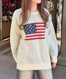 アメリカ国旗ニットプルオーバー