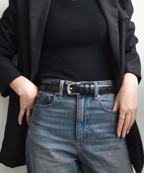 styiro（スタイロ）の「【牛革】ユニセックス ヴィンテージシルバーバックルレザーベルト メンズ レディース（ベルト・レディース・ブラック/ブラウン・95cm/110cm/105cm/100cm）」の5枚目の写真