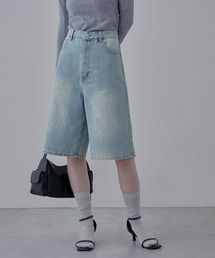 オーバーダイデニムハーフパンツ