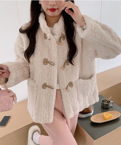 セール】もこもこ トグルボタン フェイクファー コート（その他