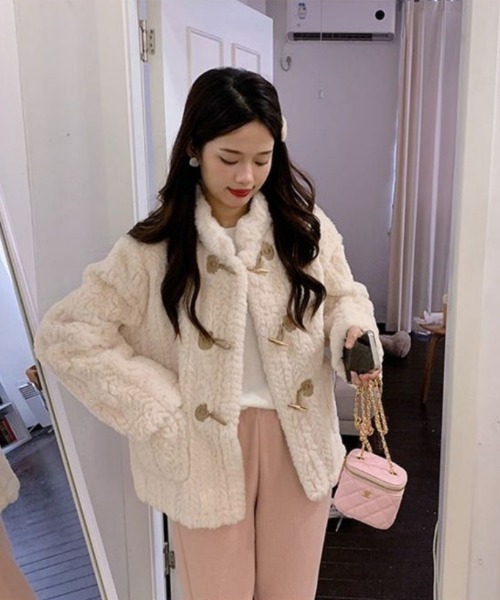 セール】もこもこ トグルボタン フェイクファー コート（その他