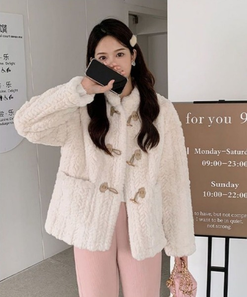 セール】もこもこ トグルボタン フェイクファー コート（その他