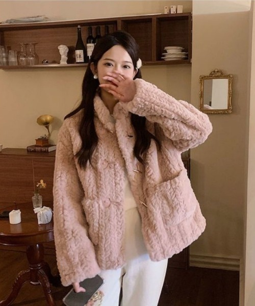 セール】もこもこ トグルボタン フェイクファー コート（その他