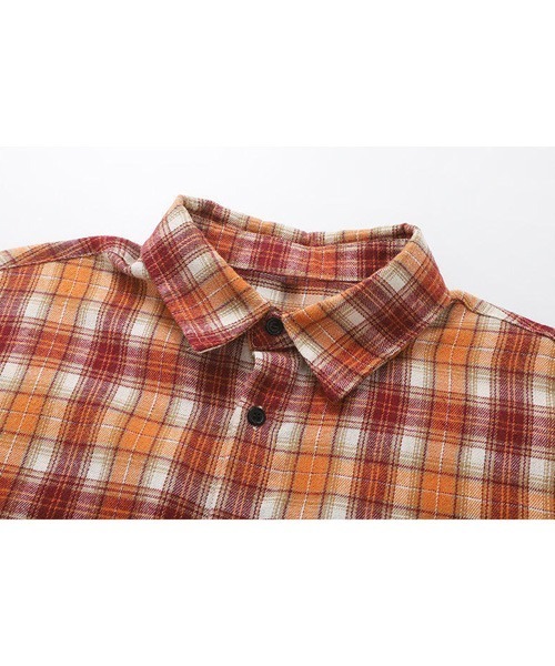 Ressaca（レサーカ）の「オーバーサイズ長袖チェック柄シャツ（シャツ/ブラウス・メンズ・グリーン/ブルー/オレンジ/ベージュ/ブラック/ホワイト・M/L/XL）」の13枚目の写真