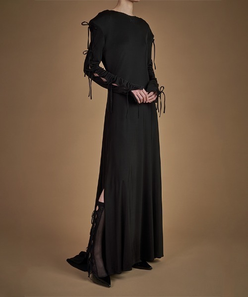 HAENGNAE(ヘンネ)の「KISHIMEN JERSEY DRESS(ワンピース・レディース・ブラック・ONE SIZE)」の2枚目の写真