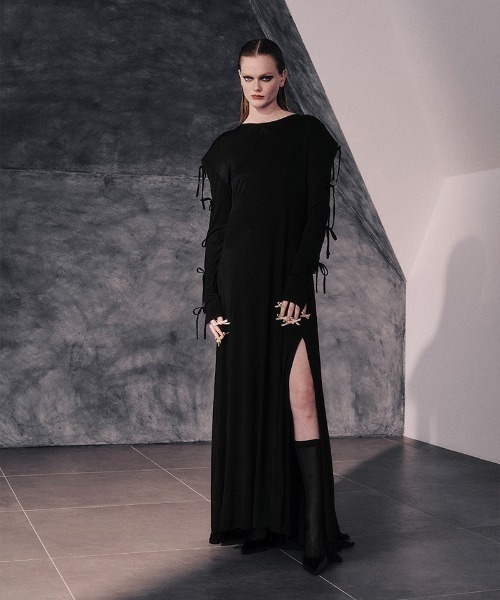 HAENGNAE(ヘンネ)の「KISHIMEN JERSEY DRESS(ワンピース・レディース・ブラック・ONE SIZE)」の5枚目の写真