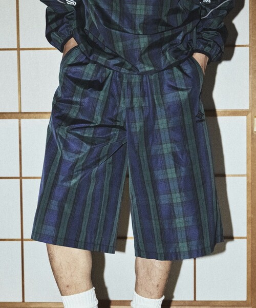 ボトムスその他 UMBRO UNI Plated Fabric Shorts 5JH770 UUM1UBT5_000_BLACK_UMBRO_B2_co