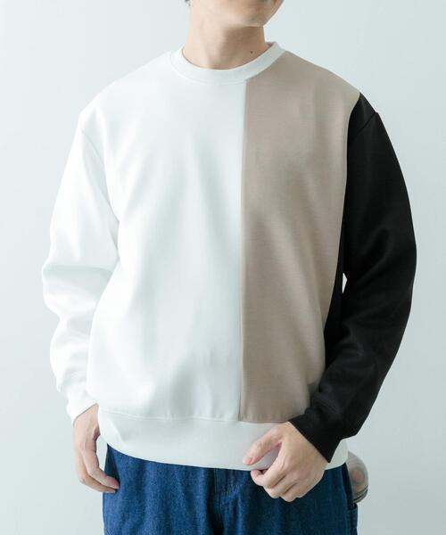 ITEMS URBANRESEARCH(アイテムズ アーバンリサーチ)の「ストレッチダンボール 切替トップス A(スウェット・メンズ・モカ/ネイビー/ブラック・MEDIUM/LARGE)」の2枚目の写真