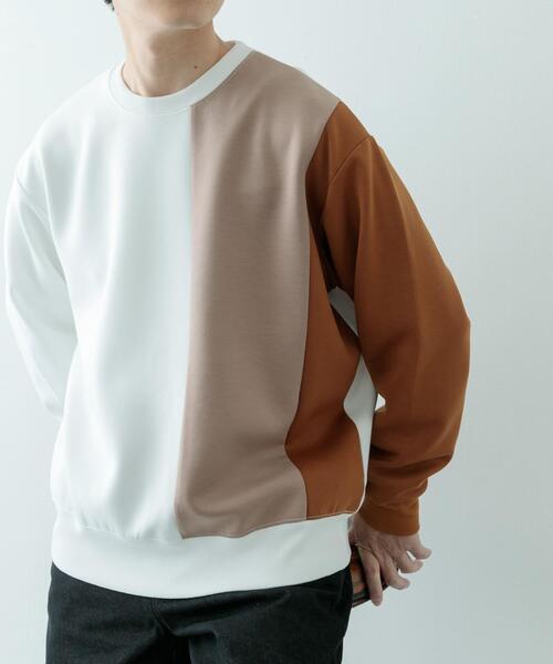 ITEMS URBANRESEARCH(アイテムズ アーバンリサーチ)の「ストレッチダンボール 切替トップス A(スウェット・メンズ・モカ/ネイビー/ブラック・MEDIUM/LARGE)」の8枚目の写真