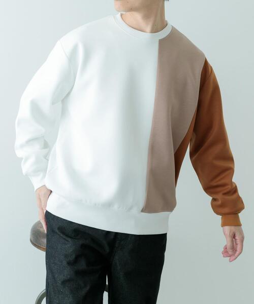 ITEMS URBANRESEARCH(アイテムズ アーバンリサーチ)の「ストレッチダンボール 切替トップス A(スウェット・メンズ・モカ/ネイビー/ブラック・MEDIUM/LARGE)」の10枚目の写真