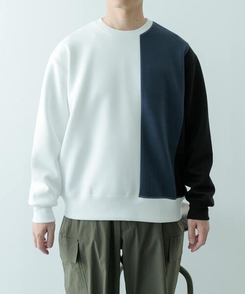 ITEMS URBANRESEARCH(アイテムズ アーバンリサーチ)の「ストレッチダンボール 切替トップス A(スウェット・メンズ・モカ/ネイビー/ブラック・MEDIUM/LARGE)」の5枚目の写真