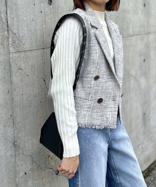 LOVELESS（ラブレス）の「ツイードジレ（ベスト・レディース・オフホワイト/ダークネイビー・36/34）」の3枚目の写真