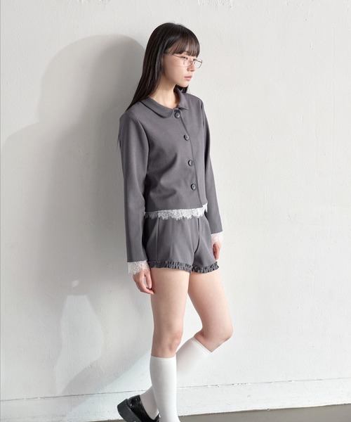 UNE MANSION（ユヌマンション）の「【UNE ORIGINAL】【セット着用可能】ラブリーロゼレースフリルショートパンツ（その他パンツ・レディース・チャコール/ブラック・SMALL/MEDIUM/LARGE）」の14枚目の写真