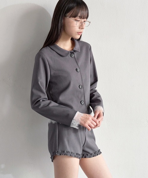 UNE MANSION（ユヌマンション）の「【UNE ORIGINAL】【セット着用可能】ラブリーロゼレースフリルショートパンツ（その他パンツ・レディース・チャコール/ブラック・SMALL/MEDIUM/LARGE）」の13枚目の写真