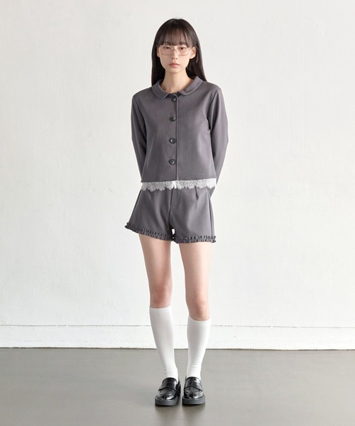 UNE MANSION（ユヌマンション）の「【UNE ORIGINAL】【セット着用可能】ラブリーロゼレースフリルショートパンツ（その他パンツ・レディース・チャコール/ブラック・SMALL/MEDIUM/LARGE）」の12枚目の写真