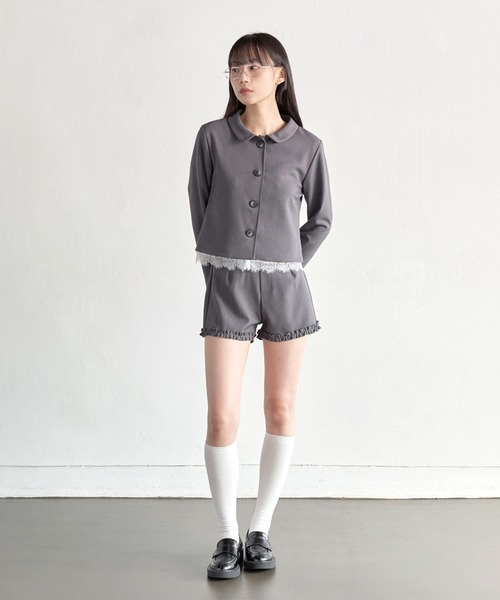 UNE MANSION（ユヌマンション）の「【UNE ORIGINAL】【セット着用可能】ラブリーロゼレースフリルショートパンツ（その他パンツ・レディース・チャコール/ブラック・SMALL/MEDIUM/LARGE）」の11枚目の写真